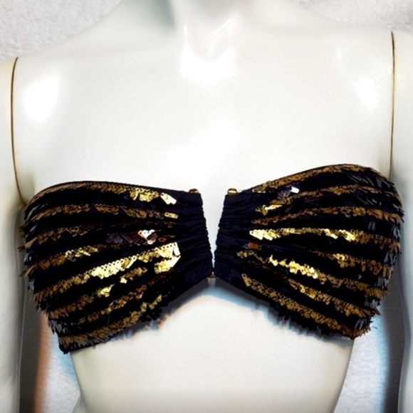 VS Black Gold Sequins Bikini Top (only) - Picture 3 of 7